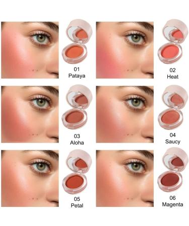 PHOERA Cream To Powder Canned Blush Mud Lightweight Longwear Cheek Blush with Puff & Mirror Matte & Shimmer Finish 6 Buildable Shades for Natural Radiant Glow 04 Saucy One Size - Buy Online on GoSupps.com