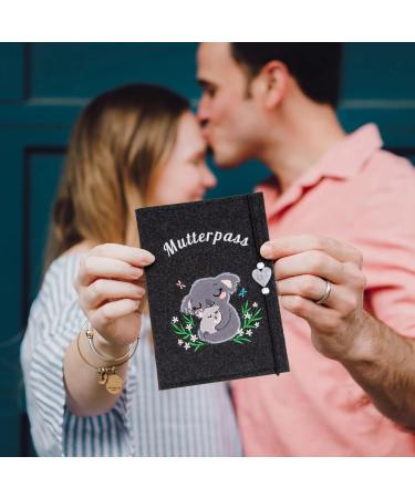 Handmade Zwen Motherpass Envelope Koala Gray - Stylish Felt Organizer for German Mother Pass Ultrasound Images & Vaccination Pass - Perfect Pregnancy Gift - Buy Online on GoSupps.com