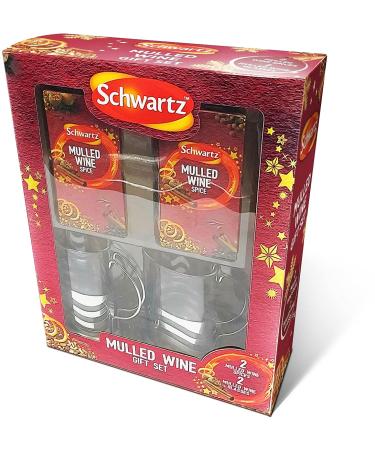Schwartz Mulled Wine Spices - Mulled Wine Sachets and Glasses. Great Gift Set for The Festive Season.