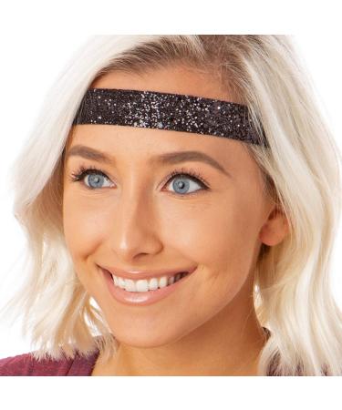 Hipsy Adjustable No Slip Wide Bling Glitter Headband 3-Pack - Black for Women, Girls & Teens - Buy Online on GoSupps.com