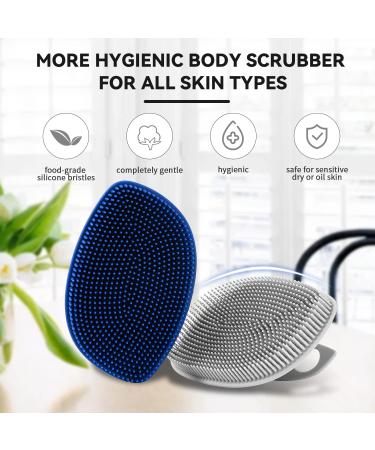 YEADMAL Exfoliating Silicone Body Scrubber Shower Brush - Gentle Massage Loofah Bath Scrub for Men, Women, Baby - Hygienic & Lathers Well - 1 Pack (Dark Blue) - Buy Online on GoSupps.com