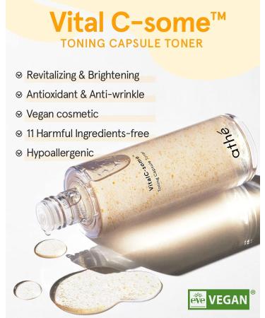 ATHE Vital C-Some Toning Capsule Toner - Vegan Vitamin C Essence with Hyaluronic Acid & Ceramide for Dry & Dull Skin | Moisturizing & Tone Improvement - Buy Online on GoSupps.com
