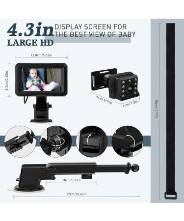 Baby Car Mirror for Back Seat 4.3 HD 1080P Camera | 360 Night Vision | Shockproof Rear View Mirror for Kids | Essential Car Accessory for New Parents - Buy Online on GoSupps.com