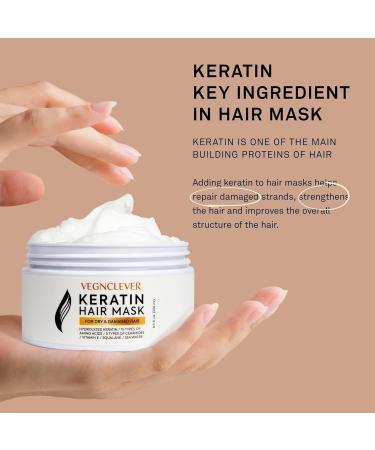 Vegnclever Keratin Hair Mask: Keratin Hair Treatment Mask Deep Conditioning Hair Mask Treatment Hair Deep Conditioner Mask for Damaged Dry Hair Keratin Hair Mask for Fine Curly and Straight Hair - Buy Online on GoSupps.com