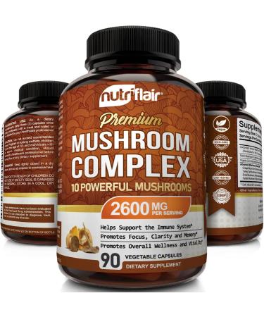NutriFlair Premium Mushroom Complex 2600mg - 90 Caps | Enhanced Immunity & Vitality - Buy Online on GoSupps.com