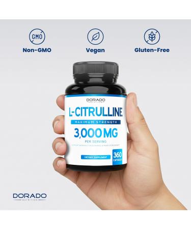 L Citrulline 3000mg Supplement (360 Capsules) Support L Arginine & Nitric Oxide Pills - L-Citrulline For Men & Women - Muscle Recovery & Pump Supplement - 3rd Party Tested Vegan Non-GMO - USA Made 360 Count (Pack of 1) - Buy Online on GoSupps.com