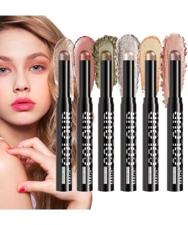  G n rique 6 Colours Eyeshadow Stick Cream Eyeshadow Matte Cream Eyeshadow Stick Waterproof and Long-Lasting Eyeshadow Pencil Shiny - Buy Online on GoSupps.com