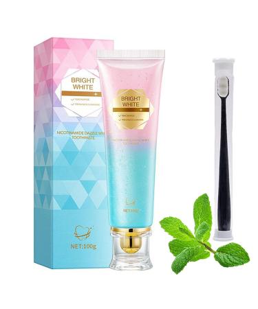 Easilyous Bright White Toothpaste Strictrigid Niacinamide Whitening Toothpaste Bright White Fresh Breath Toothpastes Remove Tooth Stains (1PCS)