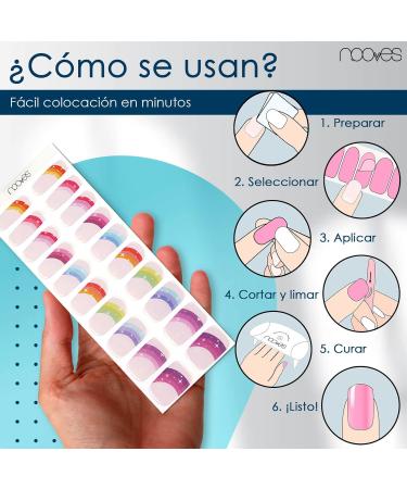  NOOVES NOOVES Rainbow Star Nail Gel Sheets - 20 Sheets - Nail Art - Semi-Hardened Premium Nail Polish - 1 Nail File and 1 Orange Stick - Vegan - Buy Online on GoSupps.com