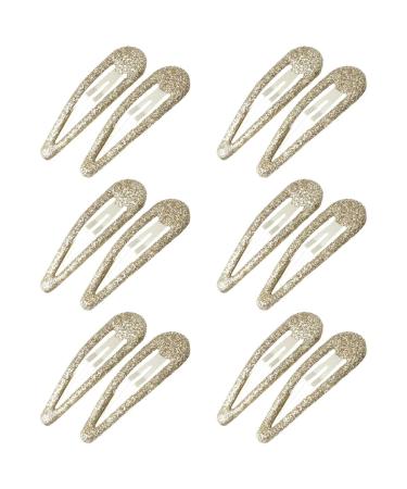 ZEVONDA Glitter Hair Snap Clips - Metal Hair Clips Colorful Glitter Sequin Hair Clips Barrettes Hair Styling Accessories for Toddlers Kids Girls Women Gold *12