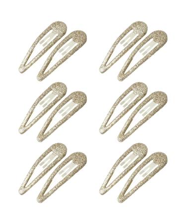 ZEVONDA Glitter Hair Snap Clips - Metal Hair Clips Colorful Glitter Sequin Hair Clips Barrettes Hair Styling Accessories for Toddlers Kids Girls Women Gold *12