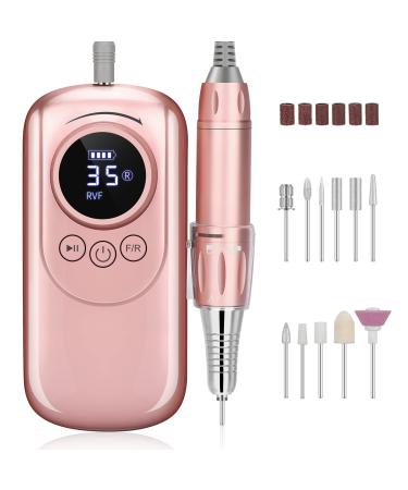 Rechargeable 35000 RPM Nail Drill, Portable E File Nail Drill, Cordless Professional Electric Nail File Kit with 11 Nail Drill Bits for Acrylic, Gel Nails, Manicure Pedicure, Polishing Shape