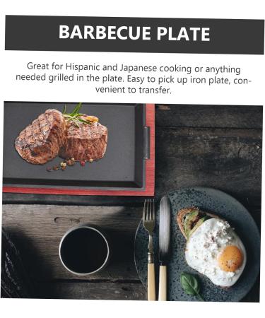 ABOOFAN 1pc Grill Plate Barbecue Fry Plate Breakfast Parrot Food Sanitary Disposal Bags Beef Steak Plate BBQ Dish Steak Pan Baking Pan Barbecue Dish Iron Rectangle Pancake Pan 31.5x19cm Black - Buy Online on GoSupps.com