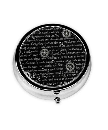 Supernatural Inspiration Portable Metal Pill Box Round Mini 3-Compartment Plastic Insert hinged Fastening Design Suitable for Small Pills Must-Have for Travel Black