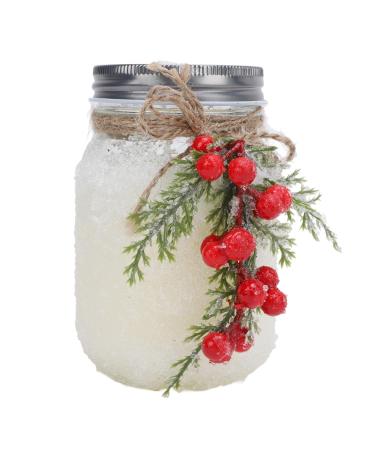 Frosting Covered Jar Candle Handmade Glass Soy Wax 18oz Branch Decor Warm Ambiance with Capacity up to 10 Hours Burn Time for Xmas Decoration