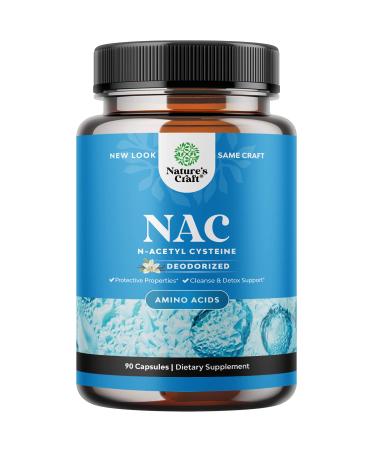 Natures Craft NAC Supplement N-Acetyl Cysteine 600mg- High Absorption NAC 600 mg Capsules Glutathione Precursor for Liver Cleanse Detox Kidney Support Lung Health Immunity and Brain Supplement
