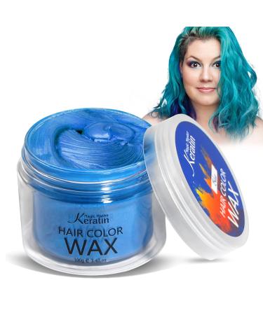 Hair Color Wax Magic Master Keratin Temporary Hair Dye Wax Mud Hairstyle Cream Washable Instant Coloring Clay for Men and Women Party Festival Cosplay & Halloween Blue