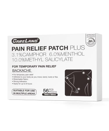 CARELAND Compound Pain Relief Patches 56 Count (7cm x 10cm) - OTC with Stronger Adhesion for Back Shoulder Knee Large Size