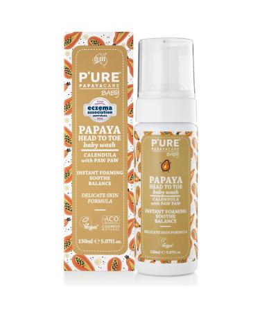 P'ure Papayacare Nettoyant t te aux pieds pour b b avec papaye et calendula hydrate et nettoie la peau de b b 150 ml