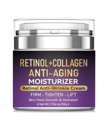 Retinol & Collagen Moisturizer Face Cream Retinol Cream for Face with Hyaluronic Acid for Anti Aging & Wrinkle Repair Day & Night Moisturizer for Wrinkles Firming & Lifting 1.76 Fl Oz