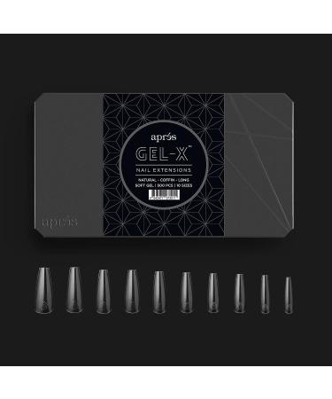 Apres Nail Gel-X Natural Coffin Long Tips Box | 500 Gel-X Tips | Premium Quality 2022 | 10 Sizes 0-9 - Buy Online on GoSupps.com