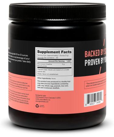 LEGION Micronized Creatine Monohydrate - Clean Creatine Powder for Muscle Gain & Recovery | 60 Servings Unflavored Maximum Absorption - Buy Online on GoSupps.com