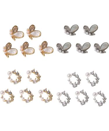 FEIlei Crown Nail Art Charms Zircon Nail Rhinestones Alloy Butterfly-Nail Crystal-Pearl - Buy Online on GoSupps.com