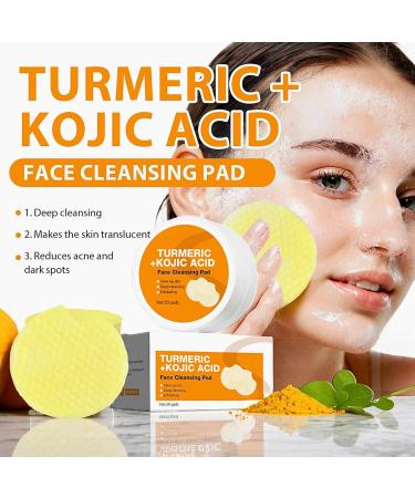 Kojic Acid & Turmeric Cleansing Pads Kojic Acid And Turmeric Pads Turmeric Exfoliating Pads For Fades Dark Spots Face Exfoliator Pad Helps Balance Oil And Water - Turmeric Kojic Acid Face Pads - Buy Online on GoSupps.com