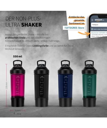 720 DGree Fitness Shaker Ubershaker 550ml - Leakproof BPA-Free Protein Mixer Cup for Creamy Shakes - Premium Gym & Workout Nutrition in Emerald Green - Buy Online on GoSupps.com