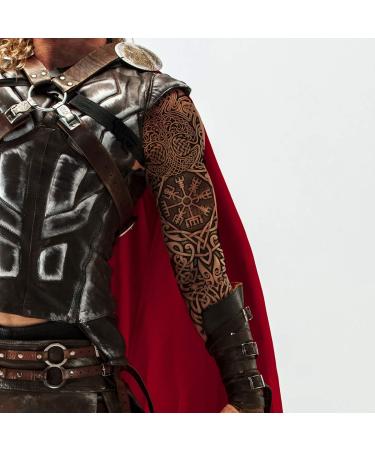 Nordic Compass Viking Temporary Tattoo - Full Arm Stick-On Body Art for Men and Women | Celtic Transfer for Cosplay, Halloween and Parties - Buy Online on GoSupps.com