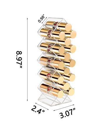 Tasybox Clear Acrylic Lipstick Organizer with 16 Slots - Lipstick Holder and Storage Case Display Stand - 3.07 x 2.4 x 8.97 Inch - Buy Online on GoSupps.com