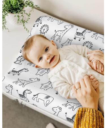 Babysland Changing Pad Cover 2 Pack - Soft Cotton Neutral Baby Table Cover with Animals and Zebra Stripes - Buy Online on GoSupps.com
