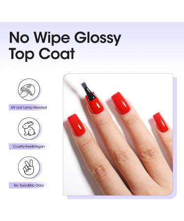 Gellen 2pcs 18ml No Wipe Gel Top Coat High Gloss Shiny Long Lasting Top Coat Gel Polish Professional Soak Off Clear UV Nail Lamp Gel Nail Polish Gel Nail Art for Home Salon Use 2pcs Top Coat - Buy Online on GoSupps.com