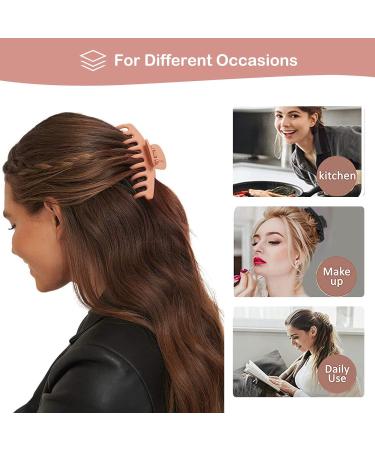 Kavya 8-Piece Large Hair Clips for Thick Hair | Slip-Resistant Hair Accessories for Women & Girls - Beige Brown Red Black (10.5cm) - Buy Online on GoSupps.com