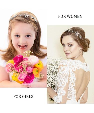 Bridal Hair Accessories - Starfish Headband for Beach Wedding (Silver) - Buy Online on GoSupps.com
