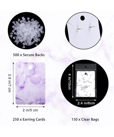 Marble Jewelry Display Set - 900 Pcs for Earrings & Necklaces | 250 Cards, 150 Bags, 500 Backs | 2 x 2.8 Inches - Buy Online on GoSupps.com
