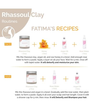Fatima's Garden Rhassoul Clay 100% Natural Moroccan Ghassoul Clay Powder - 15oz / 425g | Enriched with Argan & 6 Herbs for Cleansing, Softening & Purifying - Buy Online on GoSupps.com