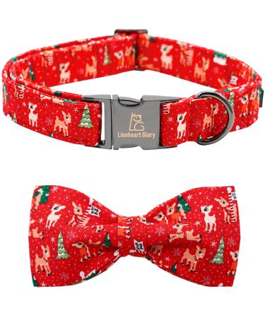 Lionheart Glory Christmas Dog Hallband Red Dog Slip Elenda Adjustable Soft Schleifen neck straps for large dogs Girls or boy band Hundeschiehe Large (1 Pack) A: Christmas Hirsch