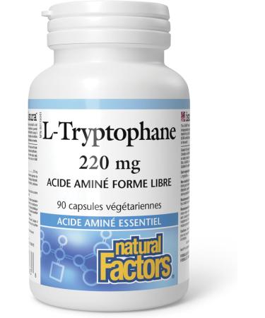 Natural Factors L-Tryptophan 220 mg 90 vegetarian capsules Free Form Amino Acid Highly Absorbable Naturally Fermented Vegetarian Source - Buy Online on GoSupps.com