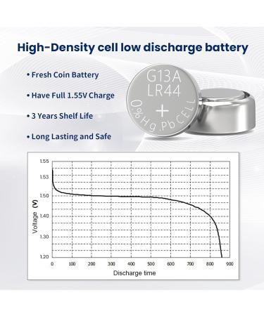 LR44 Batteries 20 Pack - AG13 1.5V Long Lasting Alkaline Coin Cell Replacement for Calculators Watches Toys | CR44 G13 V13GA S357 S303 SR44 A76 - Buy Online on GoSupps.com