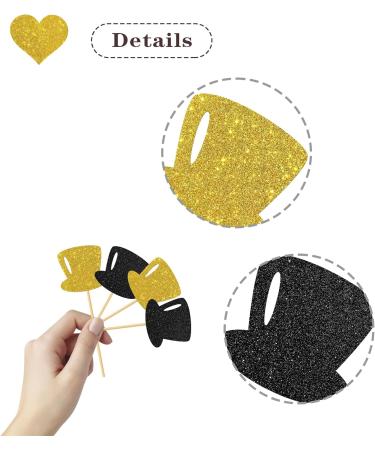 MonMon & Craft Top Hats Cupcake Toppers - Funny Birthday Cupcake Toppers - Magic Theme Baby Shower Wedding Party Cupcake Decorations - Boys Men Birthday Cupcake Toppers Black Gold Glitter 24 Pcs - Buy Online on GoSupps.com