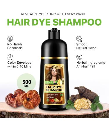  CCKULOOB 3-in-1 Colouring Shampoo with Herbal Extracts Natural Grey Hair Coverage Hair Colour Shampoo for Dry Hair Long Lasting 500 ml (Brown) - Buy Online on GoSupps.com