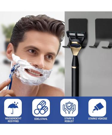 Shop 4-Piece Stainless Steel Shaving Holder Set - No Drilling Self-Adhesive Razor Bracket & Towel Hooks for Bathroom Bedroom Kitchen - Black - Buy Online on GoSupps.com