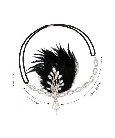 Feather Rhinestone Flapper Headband - 20s Style Gold Hair Accessory for Ladies - Perfect Carnival Costume - Buy Online on GoSupps.com