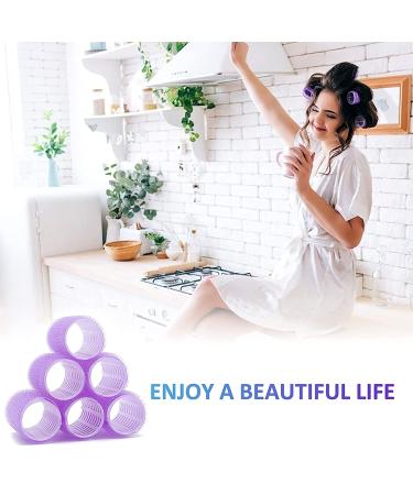 40 Pack Jumbo Velcro Hair Rollers for Long Hair - No Heat Curlers with Clips & Comb - Purple - Buy Online on GoSupps.com