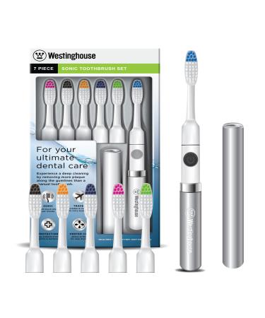 Westinghouse Electric Toothbrush Multipack with 6 Brush Heads Sonic Toothbrush Battery Powered Deep Clean Stain & Plaque Removal Electric Toothbrush for Adults and Kids