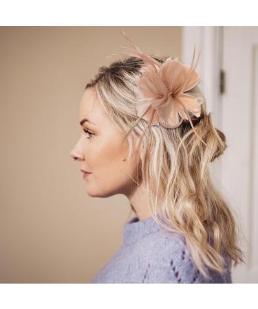 minkissy Flapper Hair Clips Flower Side Clip Flapper Headpiece Artificial Hair Pin Barrette for Women Lady (Nude Pink) Dusky Pink Fascinators for Wedding Tea Party - Buy Online on GoSupps.com