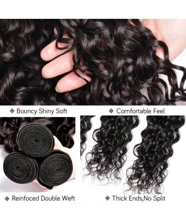 Water Wave Bundles - Brazilian Virgin Human Hair Extensions | 100% Remy Human Hair - Wet & Wavy | 16 18 20 - Natural Color - Buy Online on GoSupps.com
