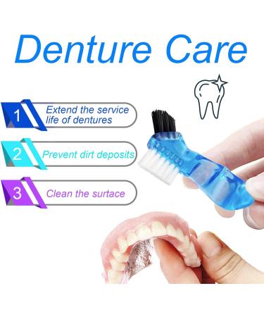 Retainer Bath Box Denture Cleaning Bath Case with Brush Denture Cup Storage Bath Box Case Retainer Cleaning Container Mouthguard Soaking Holder - Dark Blue - Buy Online on GoSupps.com