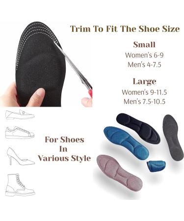 5D Sponge Comfort Insoles 2-Pairs | Arch & Heel Pain Relief for Men & Women | Dark Blue, Large Sizes - Buy Online on GoSupps.com